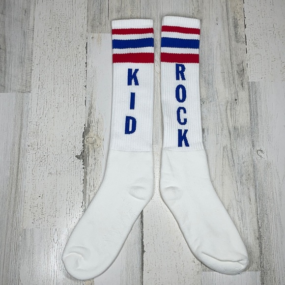 kid rock Accessories Kid Rock Socks Tall Long White Red Blue